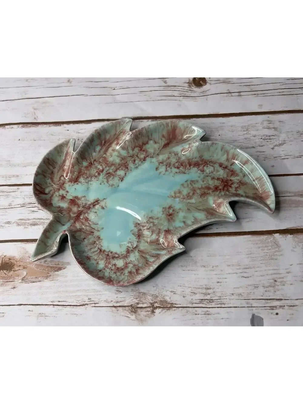 Cal-Ramics‎ by Cisse - Leaf Shaped - 1950's Vintage Drip Glaze